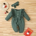 thumbnail image 3 of EIMELI Bébé Fille Arc à Volants Manches Longues une Pièce Coton Body Romper Bandeau Tenues, 3 of 3