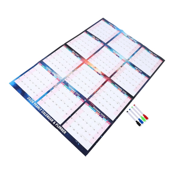 COMPUKAS Large Wall Calendar Dry Erase Dark Blue 1 Set Back to School