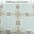 thumbnail image 6 of Bilot Green Mint Grey Modern Medallion Damask Reversible Quilt Bedding Set, Lightweight Bedspread Coverlet for All (Aqua Melody, Queen - 3 Piece), 6 of 7