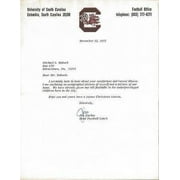 Coach Jim Carlen Signed 1975 Typed Letter South Carolina