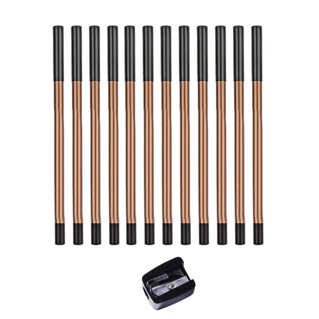 12 lápices delineadores de ojos negros para cejas, lápiz de maquillaje, lápiz de cejas impermeable, lápiz de gel para cejas de color agradable y duradero, lápices de tinte para cejas