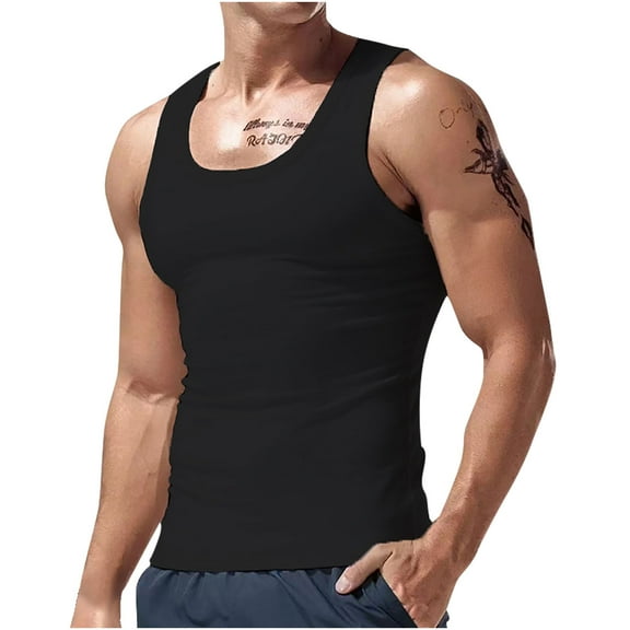 IYTR Mens Athletic Tank Tops Regular Fit Sport Fitness Tee Shirts Casual Comfy Summer Solid Color Sleeveless T Shirts Crewneck Black XXXL