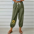 thumbnail image 2 of VEKDONE Womens Linen Long Pants Army Green M, 2 of 6