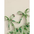 thumbnail image 6 of Baby Toddler Girls Jumpsuit, 6 12 18 24 Months Sleeveless Tie-up Pleated Clover Bow Print Casual Romper Clothes, 6 of 9