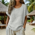 thumbnail image 2 of BODOAO Cotton And Linen Blouses for Women Vacation Shirts Boho Tops Pullover Shirt Comfy Blouses Skin-Friendly Tops Beach Tops Casual 2026 Trendy Spring Shirt Soft Breathable Flowy Shirts White L, 2 of 8