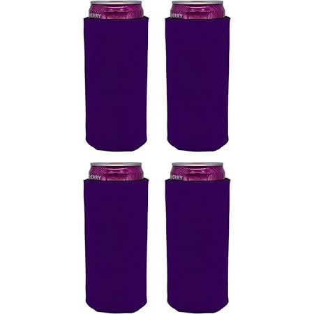 

Blank Soft Foam Collapsible Slim Can Coolie (Purple 4 Pack)