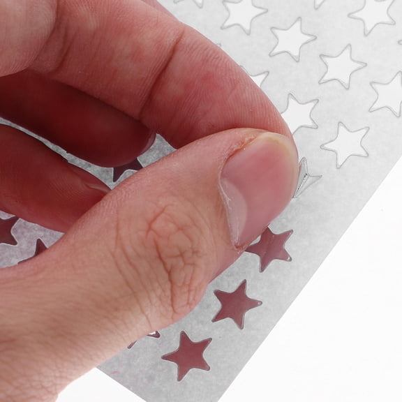 Amosfun Plated Silver Star Reward Stickers Self-Adhesive for Decor 10Sheets