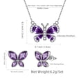 thumbnail image 2 of Beautlace Butterfly Jewelry Set,925 Sterling Silver Purple Amethyst Birthstone Pendant Necklace/Earrings Set Cute Animals Jewelry Gift for Women, 2 of 5