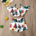 thumbnail image 6 of 2Pcs Summer Kids Toddler Baby Girls Off Shoulder Ruffles Shirt Crop Tops Floral Short Pants Outfits Clothes 1-6Years, 6 of 6