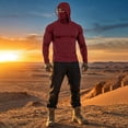 thumbnail image 6 of Men's Full Face Coverage Sun Shirt with Built-in Mask and Thumbholes Featuring Raglan Sleeves for Summer Fishing Hiking Cycling Running Beach Trips Wine S, 6 of 9