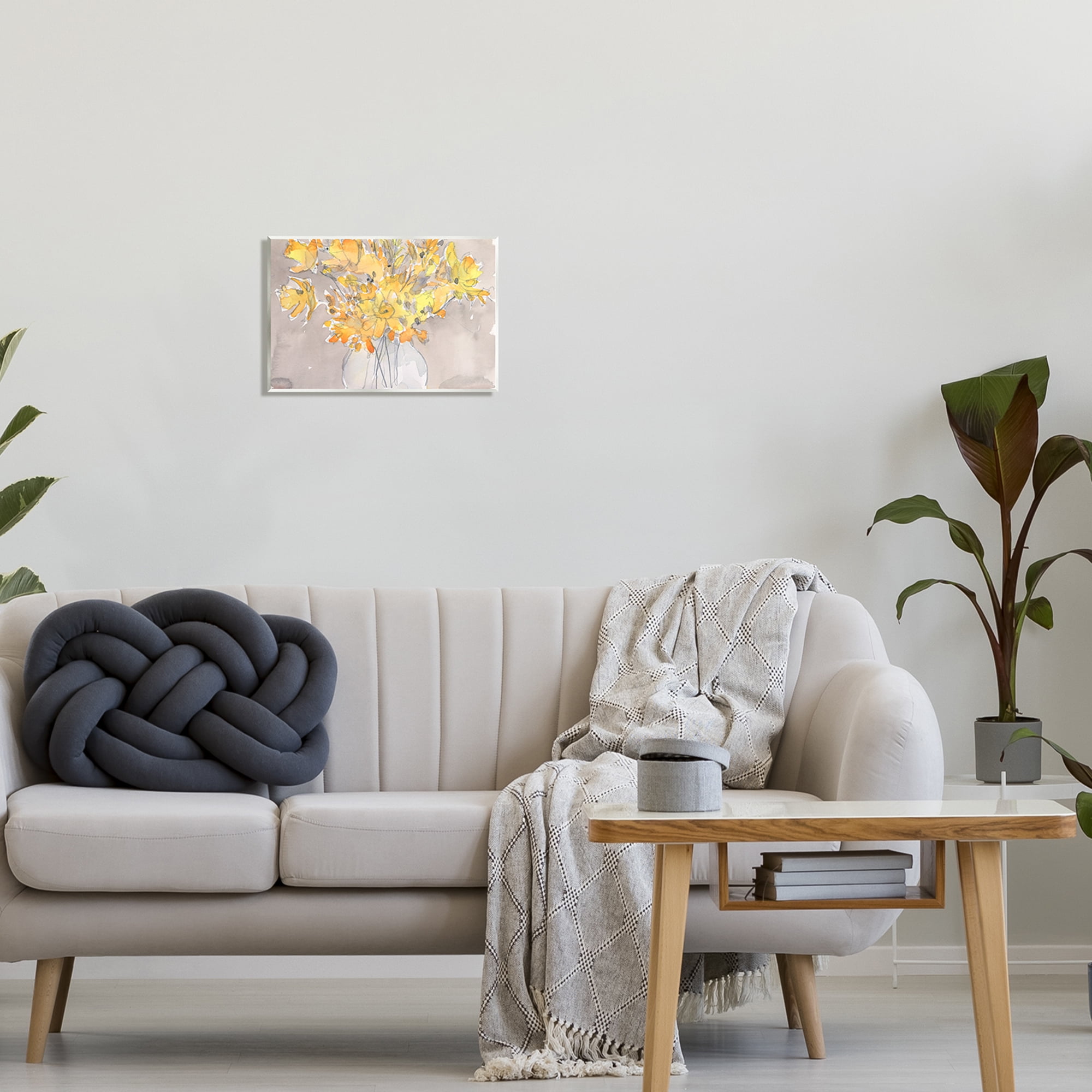 Stupell Yellow Scribble Style Bouquet Botanical & Floral Painting Wall Plaque Unframed Art Print Wall Art