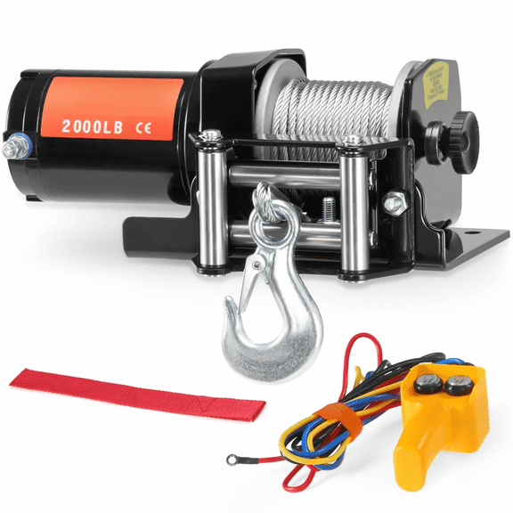 Electric Winch 2000 lb, 12V ATV UTV Winch with Steel Cable & Remote