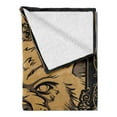 thumbnail image 2 of Wolf Soft Flannel Fleece Blanket, Angry Carnivore Animal Face with Skull Ornamental Curlicues Swirls Lines Frame, Cozy Plush for Indoor and Outdoor Use, 50" x 70", Black Pale Caramel, by Ambesonne, 2 of 5