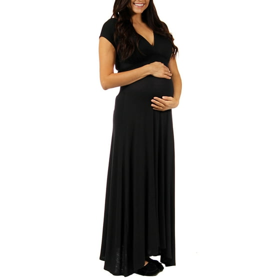 Women's Faux Wrap Maxi Maternity Dress - Walmart.com