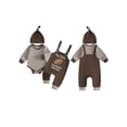 thumbnail image 3 of Cjfdfy Newborn Baby Boy Fall Clothes My First Football Season Long Sleeve Striped Romper Overalls Pants Hat Set Newborn Coming Home Fall Winter Clothes, 3 of 10