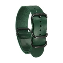 Uxcell Genuine Leather Watch Band 22mm Quick Release Watch Strap with Black Metal Buckle for Men Women, Green