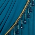 thumbnail image 3 of VOGOL Dark Blue Sheer Waterfall Valances, Luxury European Style Swag Curtains Valance for Living Room Bay Windows, Light Filtering Voile Curtain with Bead Tassels, 1 Panel, 39 inches Wide, 3 of 7