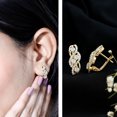 thumbnail image 3 of Rosec Jewels Lab Created Diamond Infinity Earrings - Diamond Stud Earrings - EF-VS Quality, 14K Yellow Gold, 3 of 8
