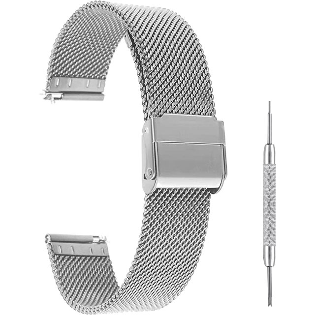 Correa de reloj de malla de acero inoxidable ZHAOCHENG 20 mm plata