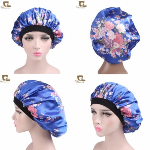 rygai Women Headscarf All-match Four Seasons Protective Comfortable Hair  Loss Cover Warp Knitting Head Wrap for Taking Shower Navy Blue 