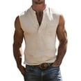 thumbnail image 3 of IhhxPro Men's Linen Sleeveless Henley Shirt with Pockets Breathable Summer Tank Top for Men Casual Loose Fit Beach Vacation Outdoor Work S-2XL, 3 of 9