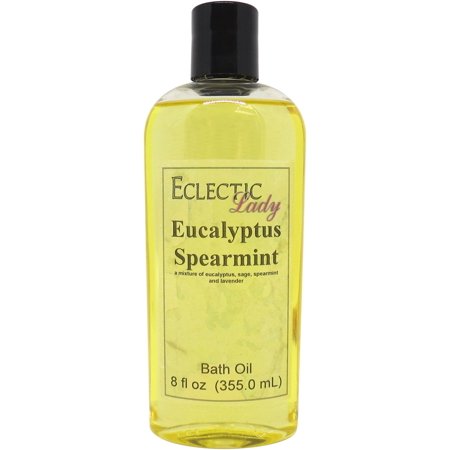 Eucalyptus Spearmint Bath Oil - Scented Body Oil - Relaxing & Moisturizing Bathing Oil - Fragrance Body Oil For Dry & Rough Sensitive Skin - 8 oz