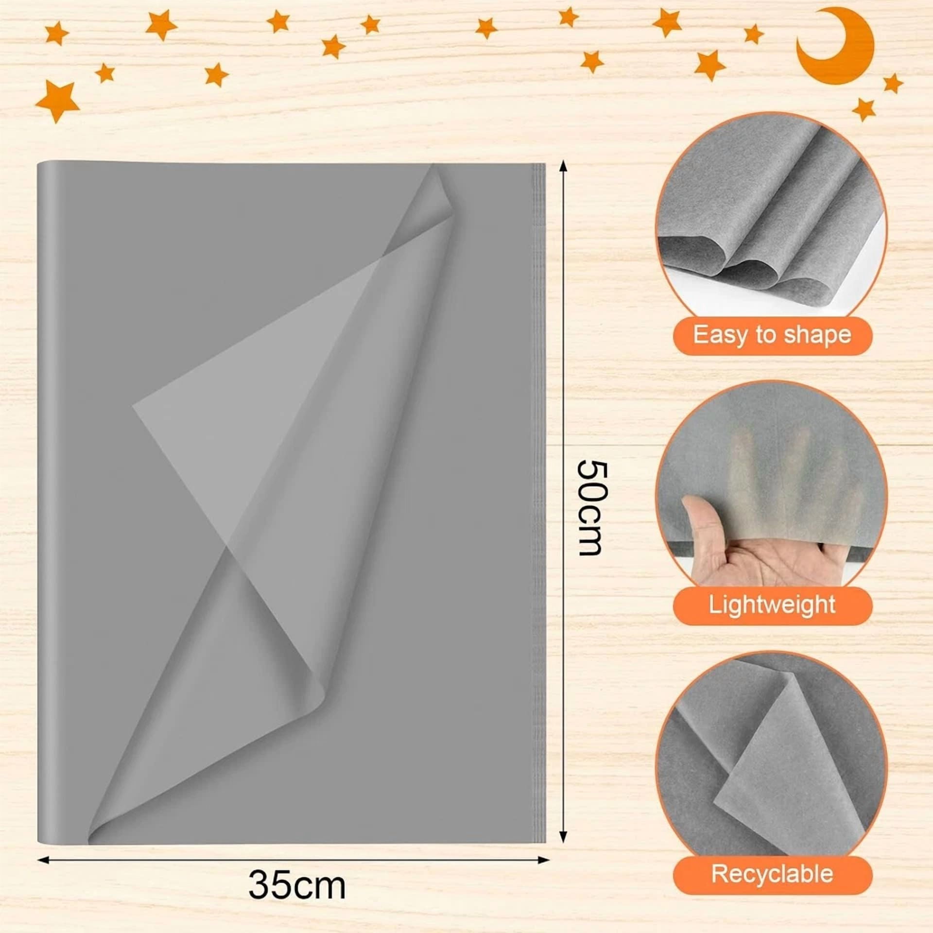 CRESTIN- 60 Sheets Grey Tissue Paper Bulks, Gift Wrap Tissue Paper Sheets For Pack