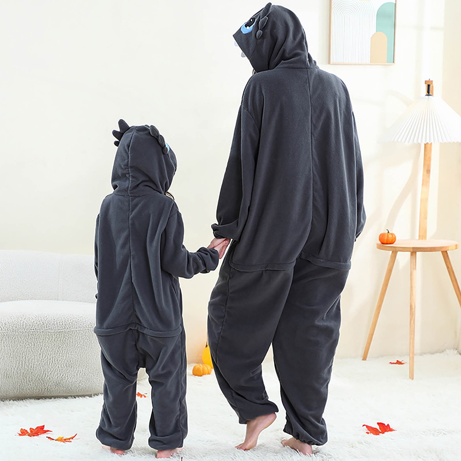 YUEHUA Adult Womens Onesie Animal One Piece Pajamas Christmas Dragon Cos-tume for Men Hooded Onesie Pajamas Cute Fuzzy Sleepwear Winter Warm Romper Outfits