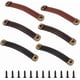 thumbnail image 1 of 6 juegos de tiradores de cuero para puertas, cajones, herrajes metálicos para gabinetes, cajas de madera, maletas, equipaje, correas de repuesto con hebillas y tornillos de aleación., 1 of 9