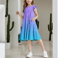 thumbnail image 6 of Efsteb Summer Dress for Girls Ruffles Tiered Dresses Flutter Sleeve Flowy Sundress Casual Gradient Dresses (Purple,4 Years), 6 of 8