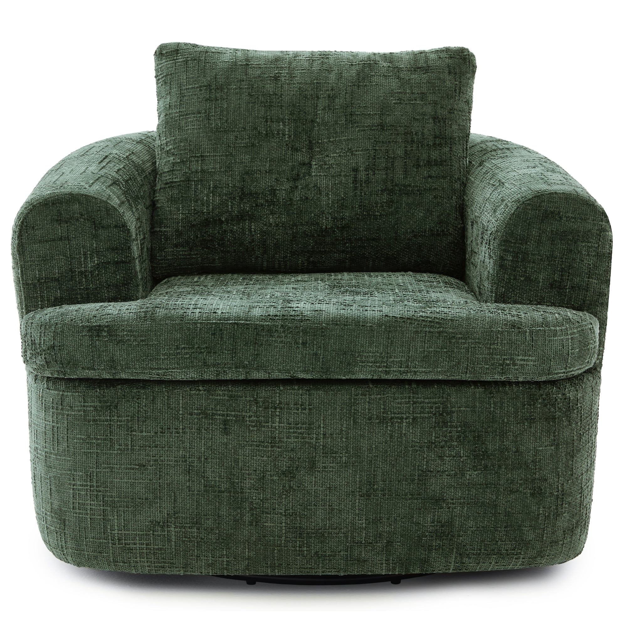 Euroco 360° Swivel Sofa Chair Accent Barrel Chair 36.6" Swivel Round Chair with Dual-layer Cushion Design for Living Room, Bedroom, Office and Hotel, Green