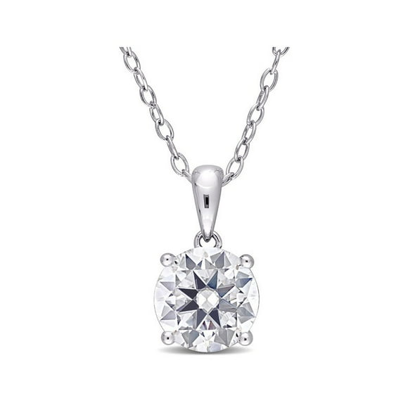 1.85 Carat (ctw) Lab-Created Moissanite Round Solitaire Pendant Necklace in Sterling Silver with Chain (8mm)