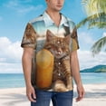 thumbnail image 5 of Daiia Relaxing Cat With Orange Juice Hawaiian Shirt for Men Gentle Cotton Regular Short Sleeve Casual-3X-Large, 5 of 9