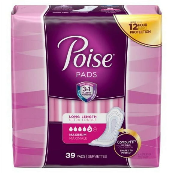 Poise Pads, Female, Absorb-Loc Core, Heavy Absorbency, One Size Fits Most (14.6 Inch Length), 78 Count