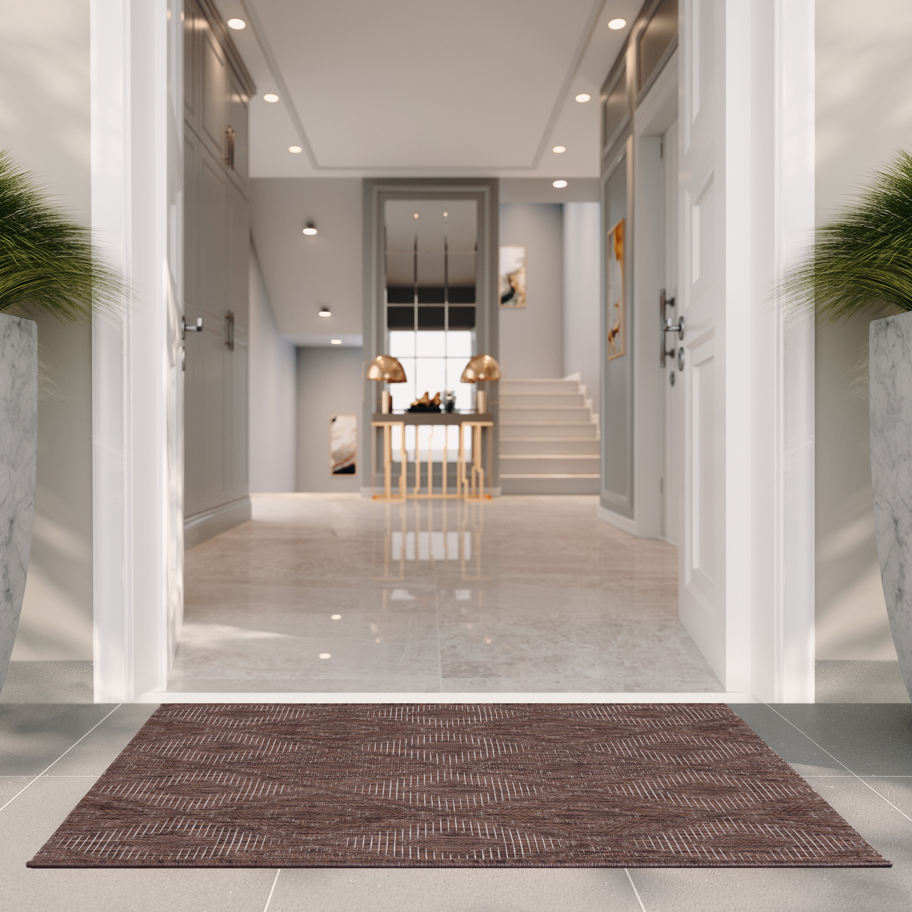 Safavieh Courtyard Teodor Geometric Indoor/Outdoor Area Rug, Brown, 2' x 3'7"
