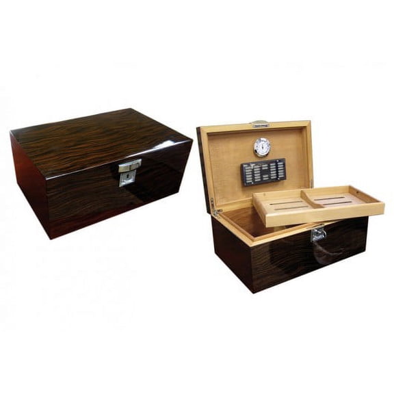 Princeton Ebony Desktop Cigar Humidor - High Gloss Ebony Finish - Capacity: 130