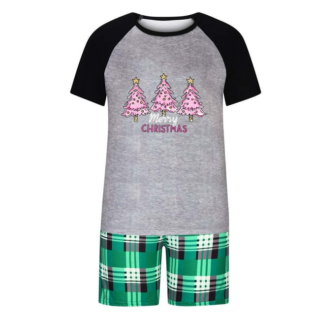 Pyjamas Familiaux, Ensemble Décontracté à Carreaux avec Blouse et Pantalon pour la Maison, Pyjamas pour la Famille