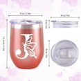 thumbnail image 2 of Initial Tumbler, Monogrammed Gifts for Women, 12oz Stainless Steel Monogram Tumbler Wine Coffee Mug with Lid for Birthday Gifts, Personalized Drinking Cup for Family Friend Sister.(Rose Gold/J), 2 of 6