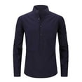 thumbnail image 3 of zfhfof Men's Roll Up Long Sleeve Shirt Casual Business Work Dress Shirts Henley T-Shirt Band Collar Vacation Tops with Pocket, 3 of 5