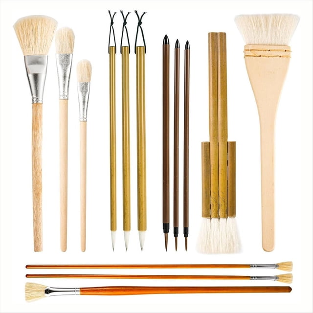 14 Pinceles para Esmalte de Cerámica, Pinceles de Madera para Cerámica, Manejar para Acuarela, Cerámica, Pintura Al Óleo, Estudiantes, Niños y Adultos