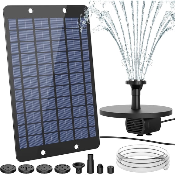 9W DIY Solar Fountain Pump Kit with 1m Hose & 4 Spray Styles for Bird Bath, Garden Pond & Outdoor Solar Water Features