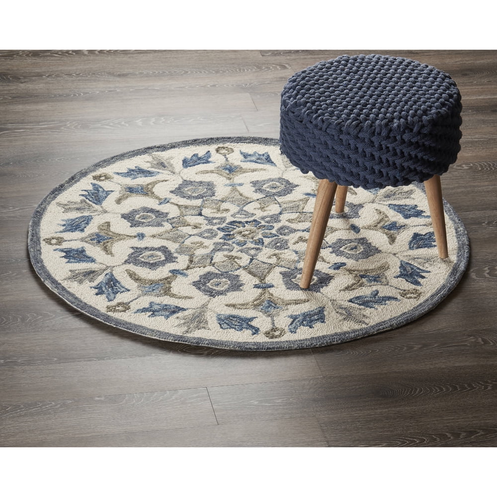 Lr Home Dazzle Oriental Ivory Blue 4 Ft X 4 Ft Round Indoor Area Rug Walmart Com Walmart Com