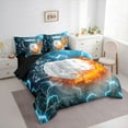 thumbnail image 3 of Homewish Baseball Sport Game 7-Piece Twin Bedding Sets,Modern Abstract Geometric Hexagon Bedding Comforter Set,Cyan White Orange Sheet Sets For Boys Kids,Super Cozy Room Decor Reversible, 3 of 8