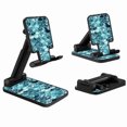 thumbnail image 2 of WIRESTER Black Foldable Phone Stand for Desk, Adjustable Portable Cell Phone Holder for iPhone 17, 16, 15, 14 and Android Smartphones - Mermaid Scales Blue Wave, 2 of 6
