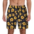 thumbnail image 2 of Picia Royal Blue Plaid Sunflower pattern Mens Swim Trunks with Compression Liner Stretch Beach Shorts Quick Dry with Zipper Pockets No-Chafing Board Shorts-Medium, 2 of 9