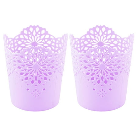 Basket Store Fr - Unique Bargains Home Office Plastic Hollow Out Flower Design Sundries Storage Basket Purple 2pcs
