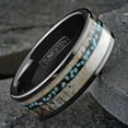 thumbnail image 2 of Tungsten Carbide Rings for Men Wedding Bands for Him 8mm Black Tungsten Carbide Ring Deer Antler and Turquoise, 2 of 5