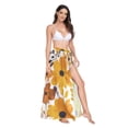 thumbnail image 2 of FORMRS Womens Long Sarong Beach Wrap Semi-Sheer Bikini Skirt Bathing Swimsuit Cover Up, Yellow Flowers, 2 of 7