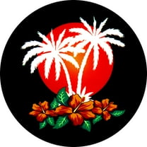 Tire Cover Central Aloha Sunset Black Vinyl (Select Size/Camera in Menu)