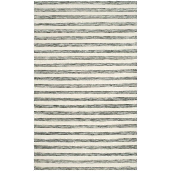 SAFAVIEH Dhurries Joetta Geometric Area Rug, Grey/Ivory, 5' x 8'